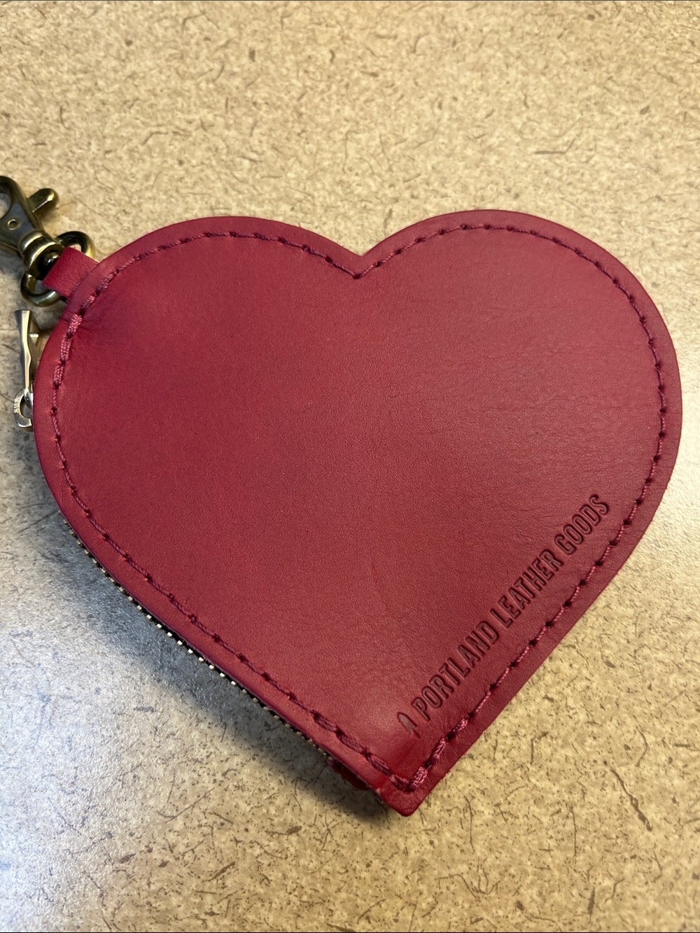 Portland Leather Heart Card & Coin Pouch - berry good